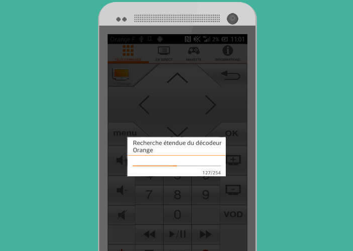L'application va rechercher le décodeur TV d'Orange