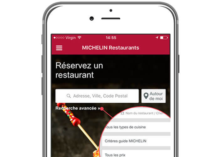 Rechercher une bonne table depuis l'application Michelin Restaurants