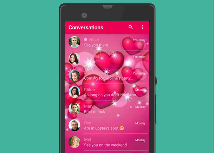 Thème Saint Valentin pour l'application Chomp SMS