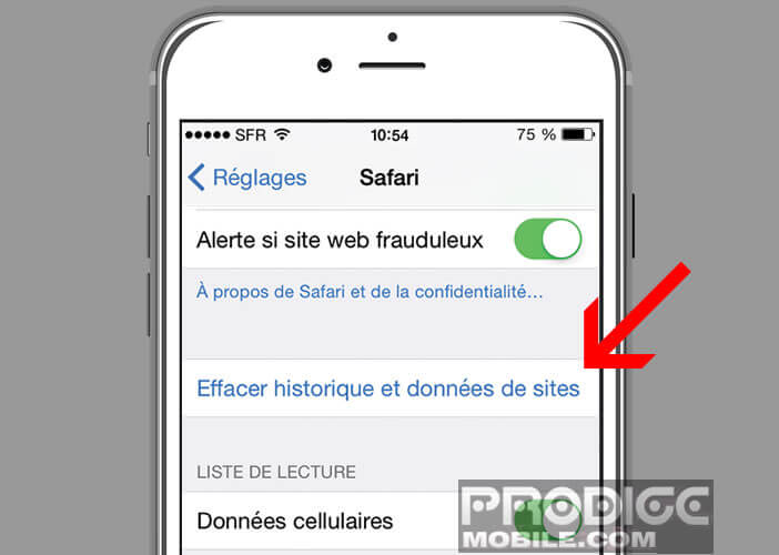 Vider le cache et les données de site de Safari