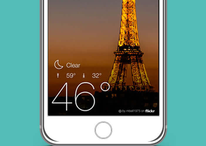 Widget de Yahoo Météo pour consulter les prévisions depuis son iPhone