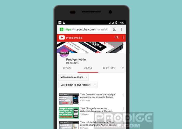 Ouvrir YouTube dans le navigateur web de votre smartphone