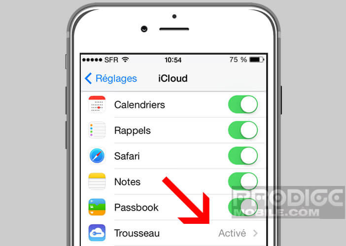 Activer le gestionnaire de mot de passe Trousseau sur l'iPhone