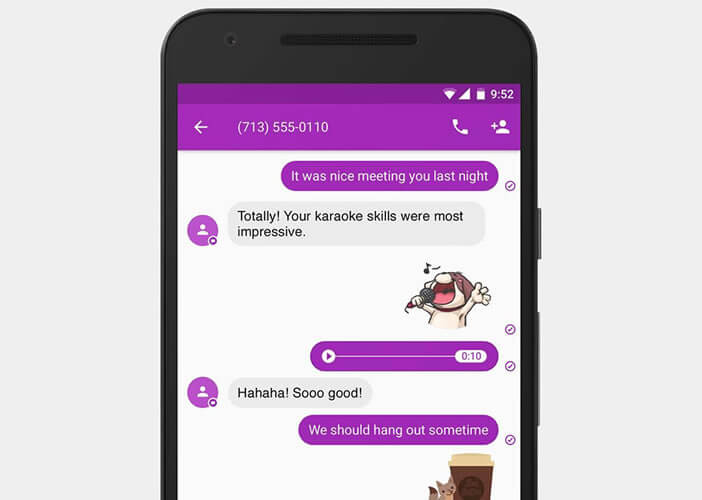 Les SMS s'affichent en violet dans l'interface de Facebook Messenger