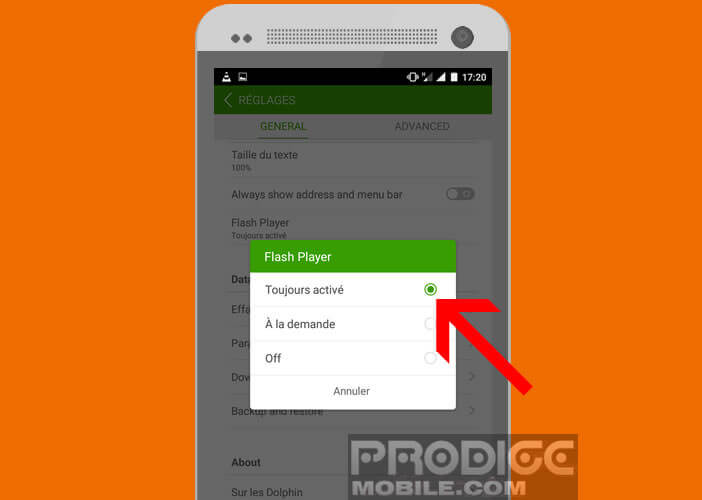 Configurer le flash player sur un mobile Android