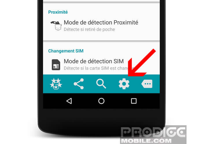 Modifier les options de l'application Alarme Antivol