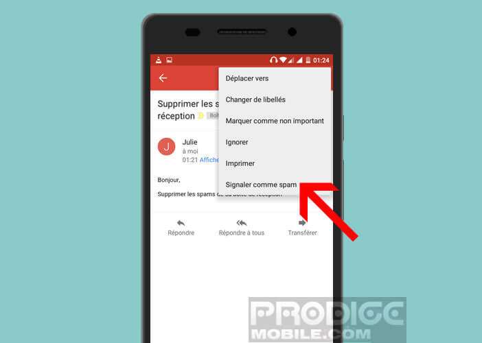 Activer la fonction signaler comme spam sur l'application Gmail