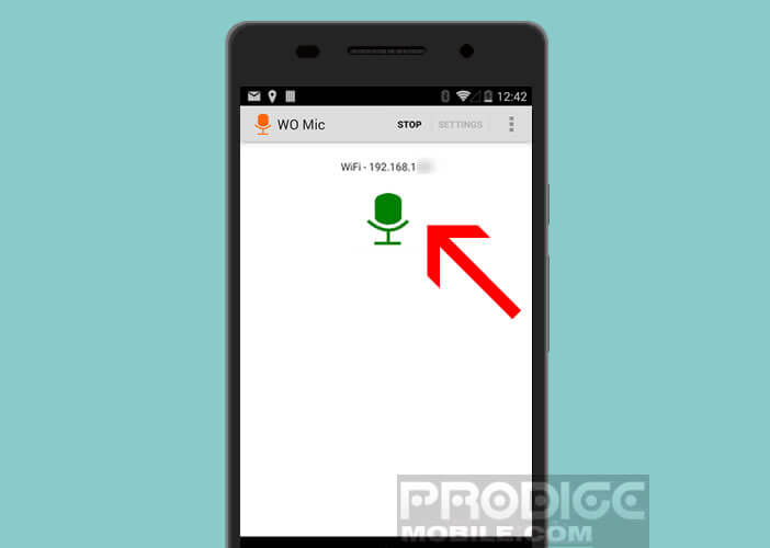 Lancer la capture audio sur Android en cliquant sur le bouton start