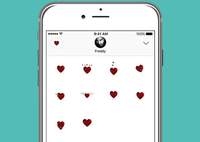 Cœurs animés 3D pour l'application Message d'Apple