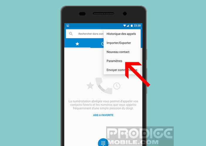 Modifier les paramètres de la fonction téléphone du smartphone Android