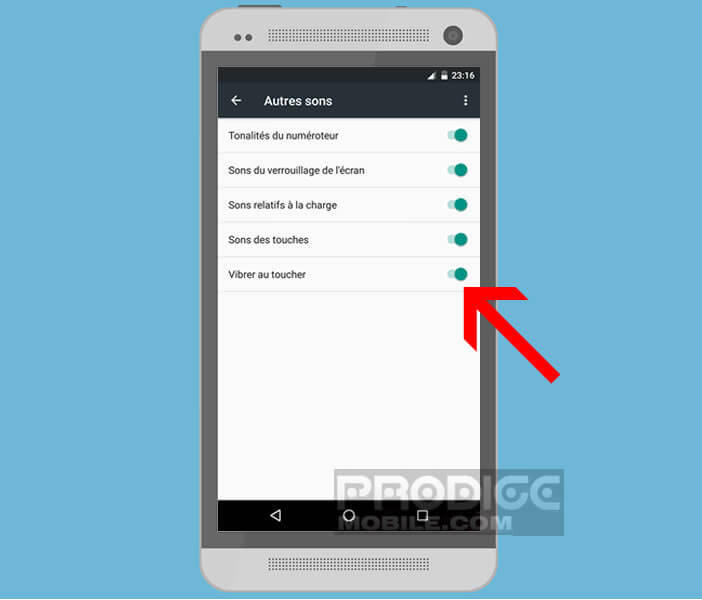 Retour vibrant sur les touches menu du smartphone