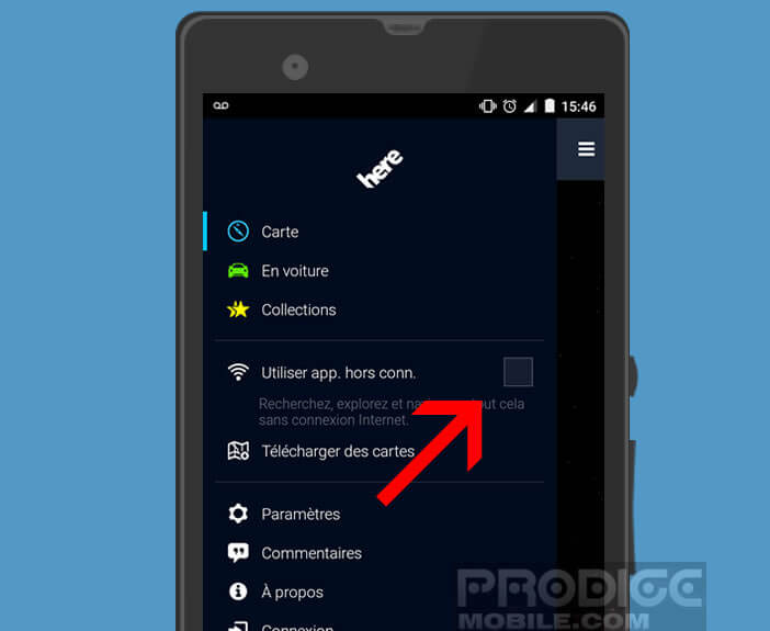 Activez le mode hors connexion de l'appli Here WeGo