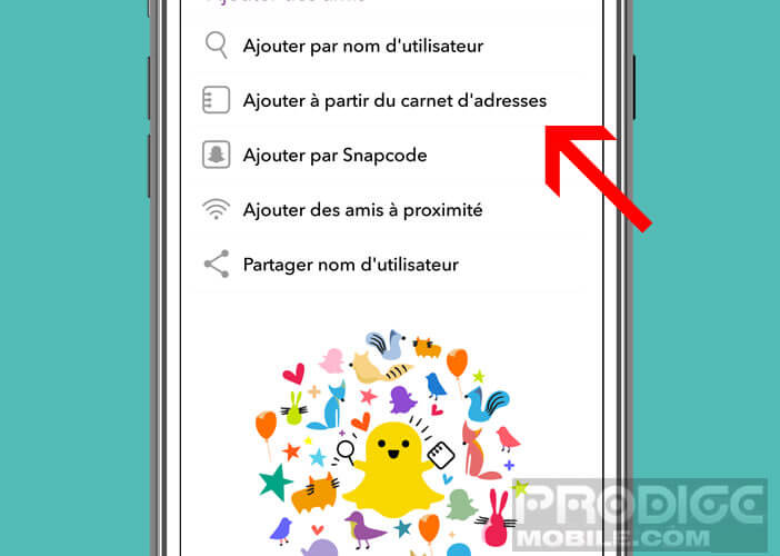 Retrouver vos amis sur Snapchat grâce à votre carnet d'adresses