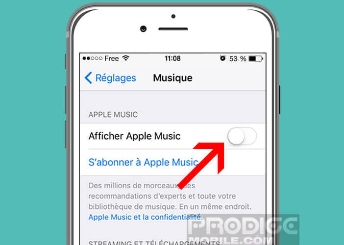 Désactiver l'option d'affichage d'Apple Music