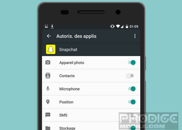 Outil de gestion des autorisations des applications sur Android 6