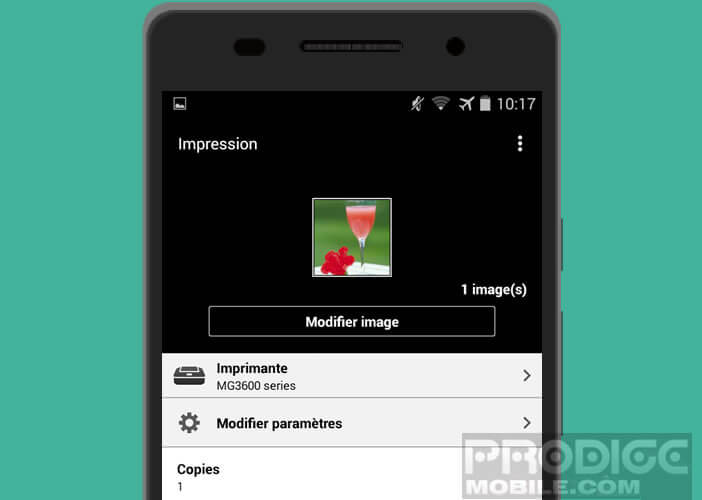 Imprimer une photo en Wi-Fi sur un smartphone