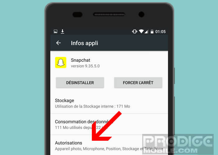 Afficher les différentes autorisations pour chaque application