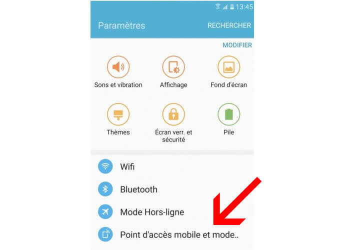 Accéder aux points d'accès mobiles du Galaxy S7