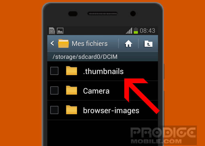 Répertoire thumbnails sur un smartphone Samsung