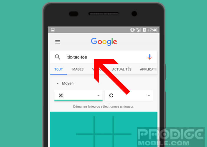 Tapez Tic Tac Toe pour faire apparaître le morpion sur le moteur de recherche de Google