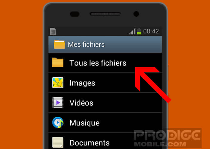 Ouvrir tous les fichiers sur le gestionnaire du mobile Samsung