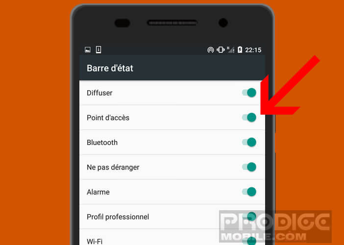 Sélectionnez les tuiles à afficher dans la barre d'état d'Android