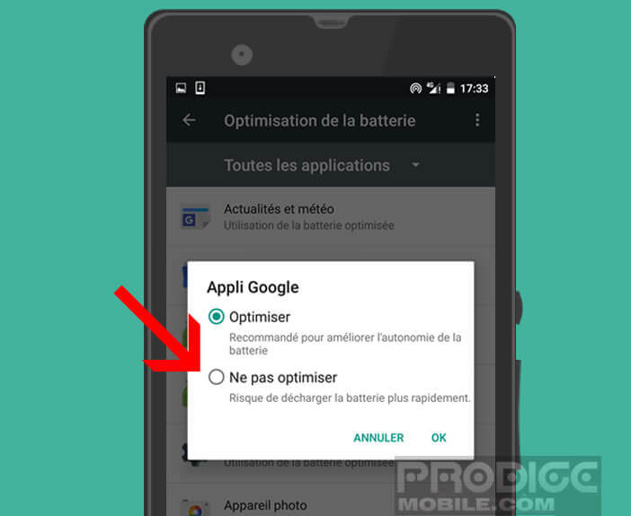 Empêcher Doze de bloquer les notifications de certaines applications