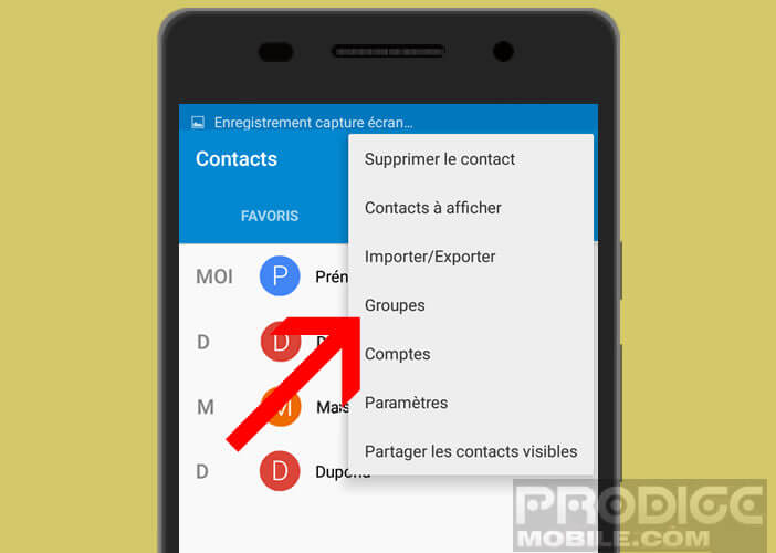 Lancer la création d'une liste de contacts sur son mobile