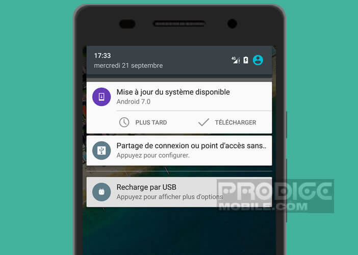 mise à jour du système Android disponible