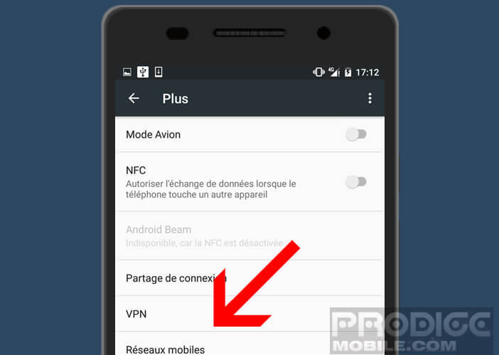Accéder aux paramètres réseaux mobiles sur Android