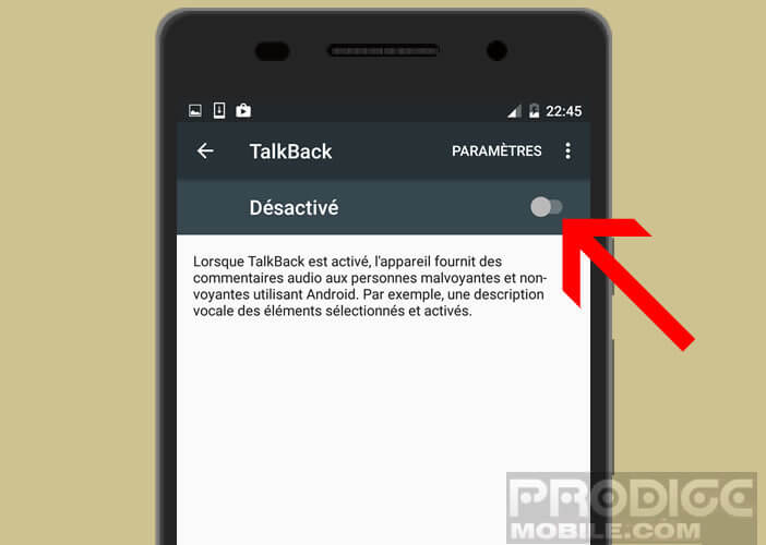 Activer la fonction TalkBack sur un mobile Android