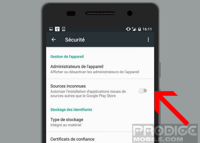 Bloquer l'installation d'applications provenant des sources inconnues