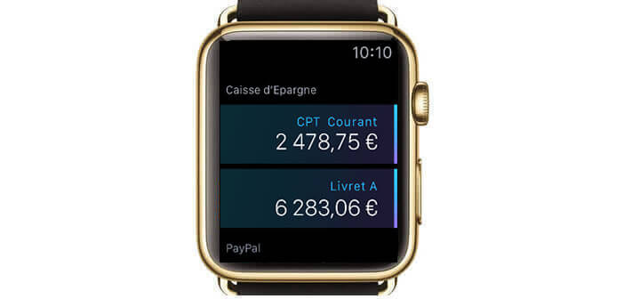 Afficher les données bancaires sur l'Apple Watch