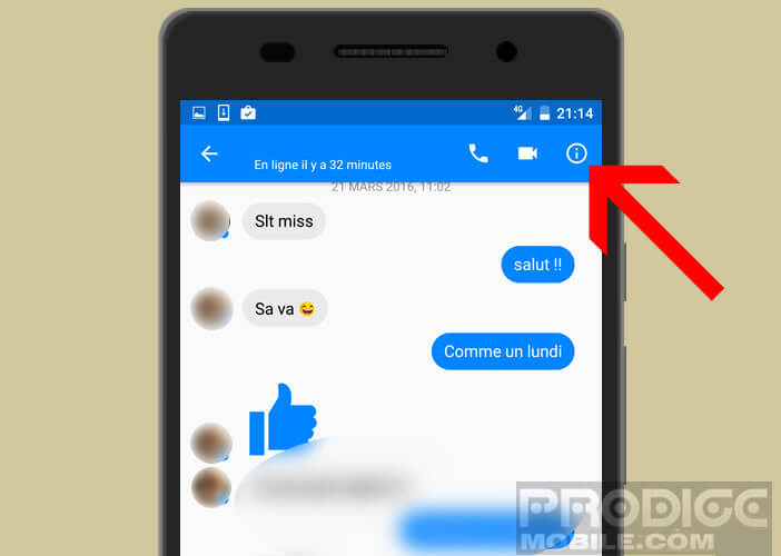 Accéder aux détails d'une conversation sur Facebook Messenger