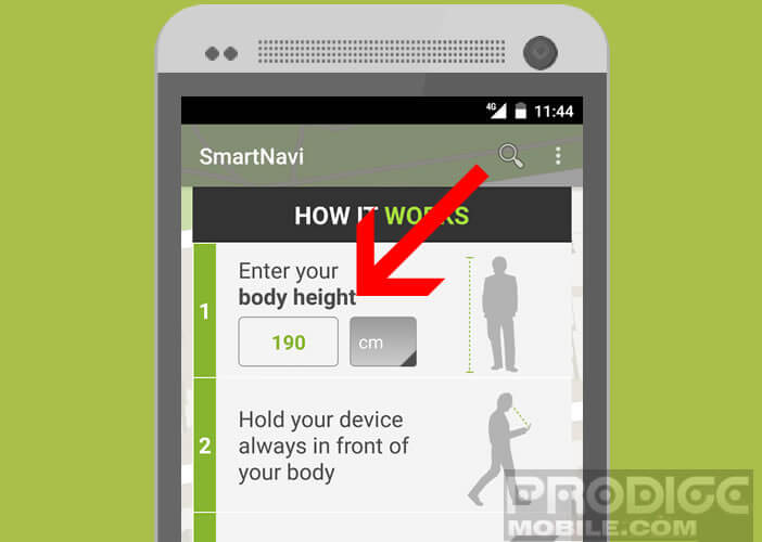 Entrer votre taille pour aider Smart Navi à calculer la longueur de vos pas