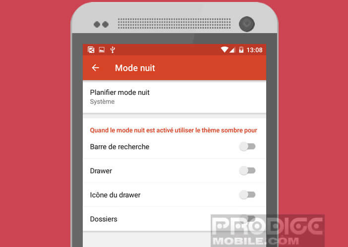 Activer le mode nuit de Nova Launcher