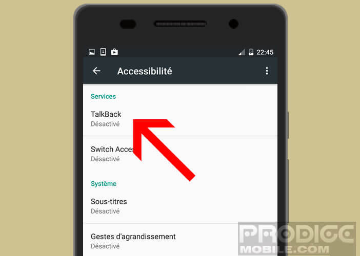 Services d'accessibilité sur Android