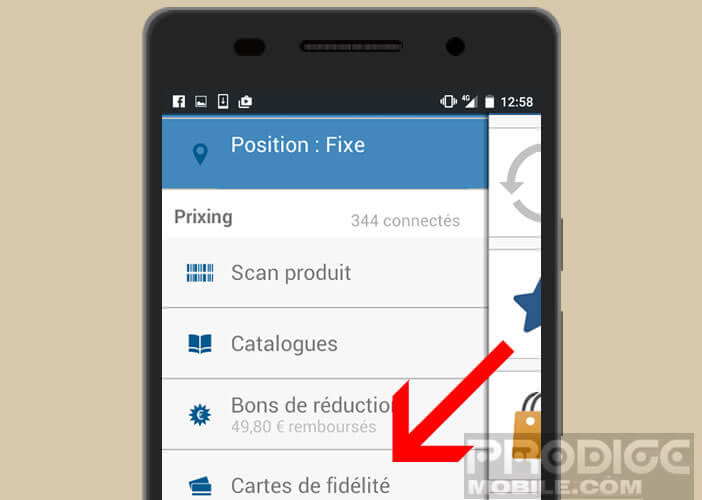 Stocker vos cartes de fidélité dans l'application Prixing