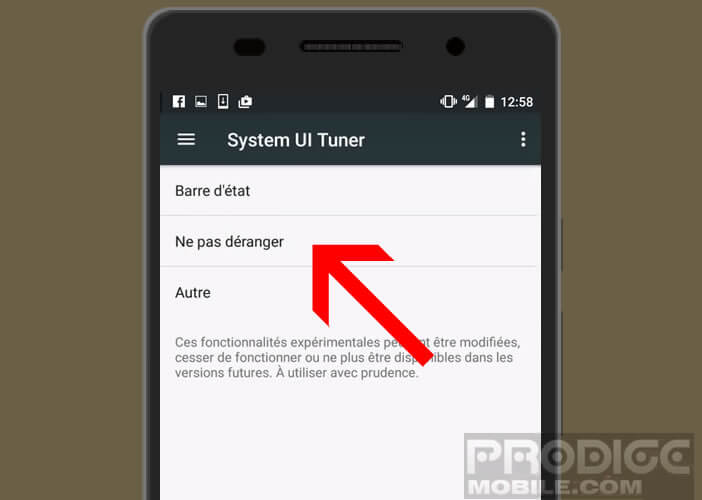 Activer l'option ne pas déranger dans System UI Tuner