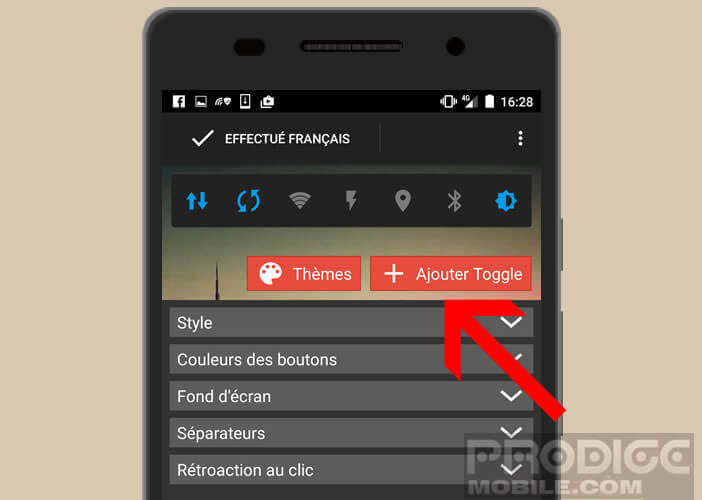 Ajouter un Toogle dans la barre de votre widget