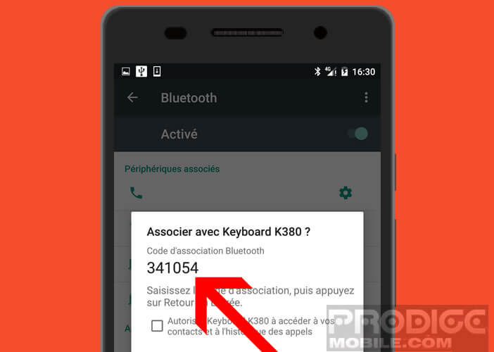 Saisir le code jumelage pour connecter son clavier Bluetooth