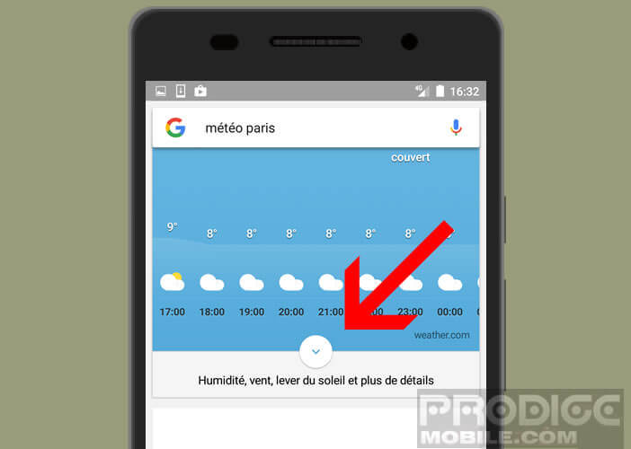 Découvrir le détail du bulletin météo de Google