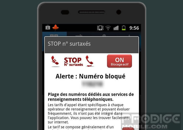 Filtrages des appels pour les numéros bénéficiant d'une tarification spéciale