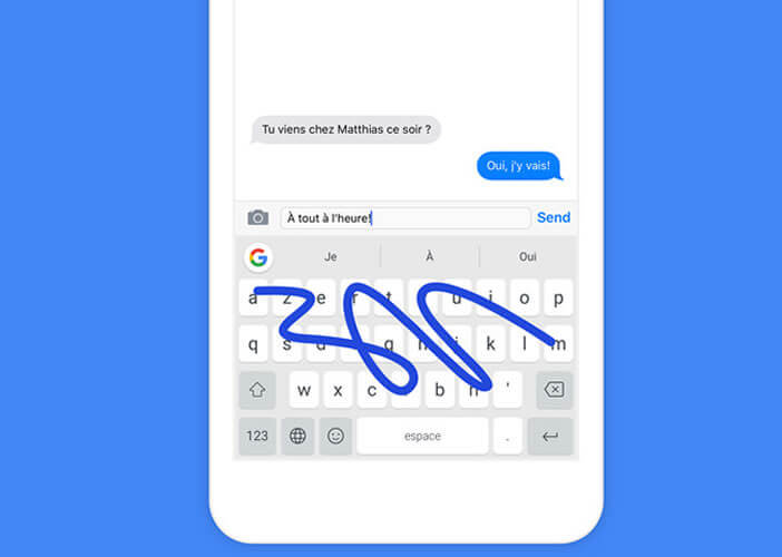 Gboard dispose d'une option d'écriture par glissement aussi appelée swype