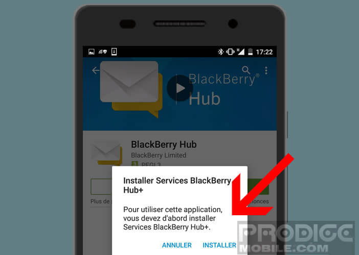 Installer l'application Blackberry Hub +