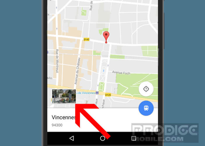 Lancer la fonction Street View sur l'application de cartographie de Google