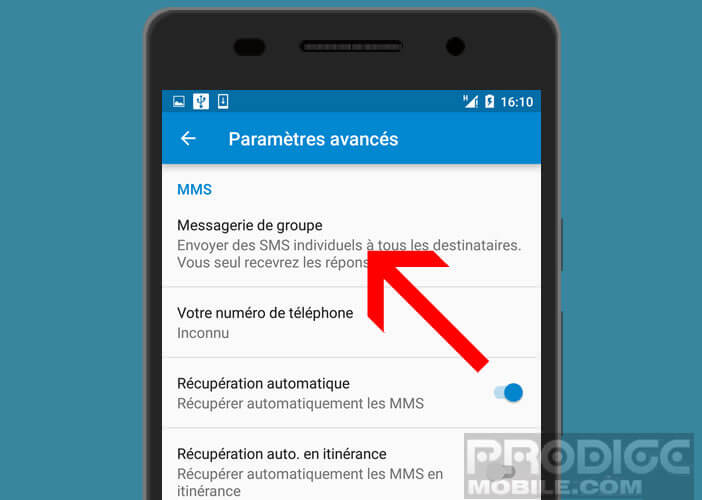 Modifier les options de la messagerie de groupe sur Android