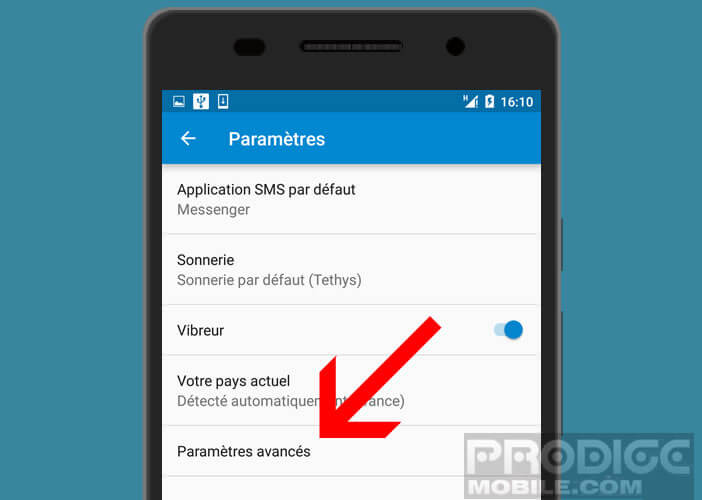 Ouvrez les paramètres avancés de l'application Google Messenger