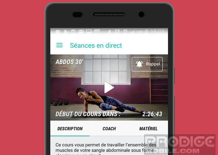 Suivre en direct sur son smartphone des séances de fitness