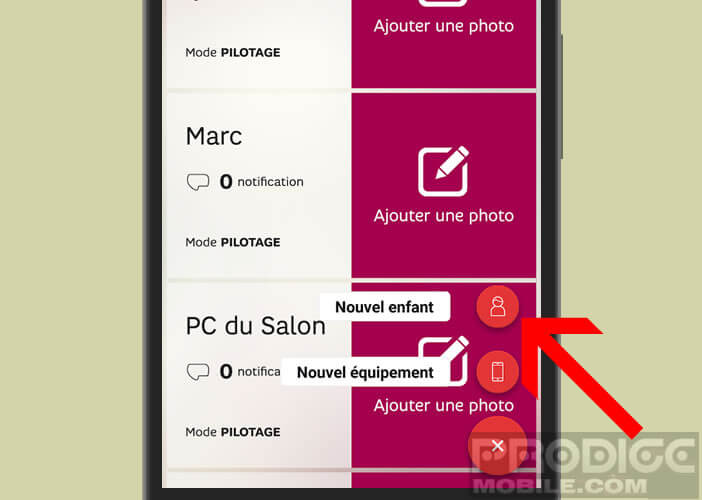 Ajouter un nouvel enfant dans l'application de contrôle parental SFR Family